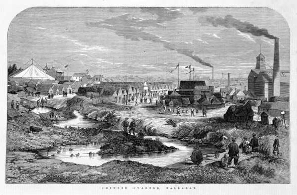 Chinese quarter on the Ballarat gold fields, 1868