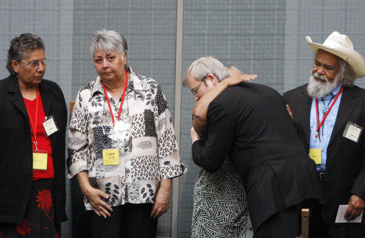 Members of the Stolen Generations greet the Prime Minister after the Apology, 2008